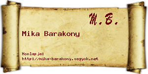 Mika Barakony névjegykártya